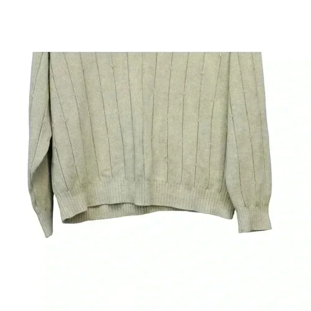 Vintage Talbots Men's Sweater Size XL Silk Cotton Cable Knit Pastel Green Preppy - Picture 3 of 12